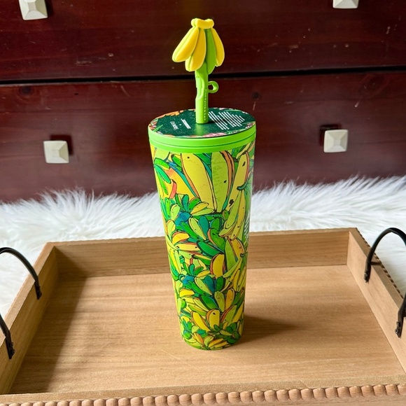 Starbucks Farm Rio Banana Leaf Tumbler 24oz Limited Edition with Straw Topper - Picture 2 of 11